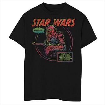 Boys Husky Star Wars Chewbacca Neon Line Pop Big Walking Carpet Graphic Tee
