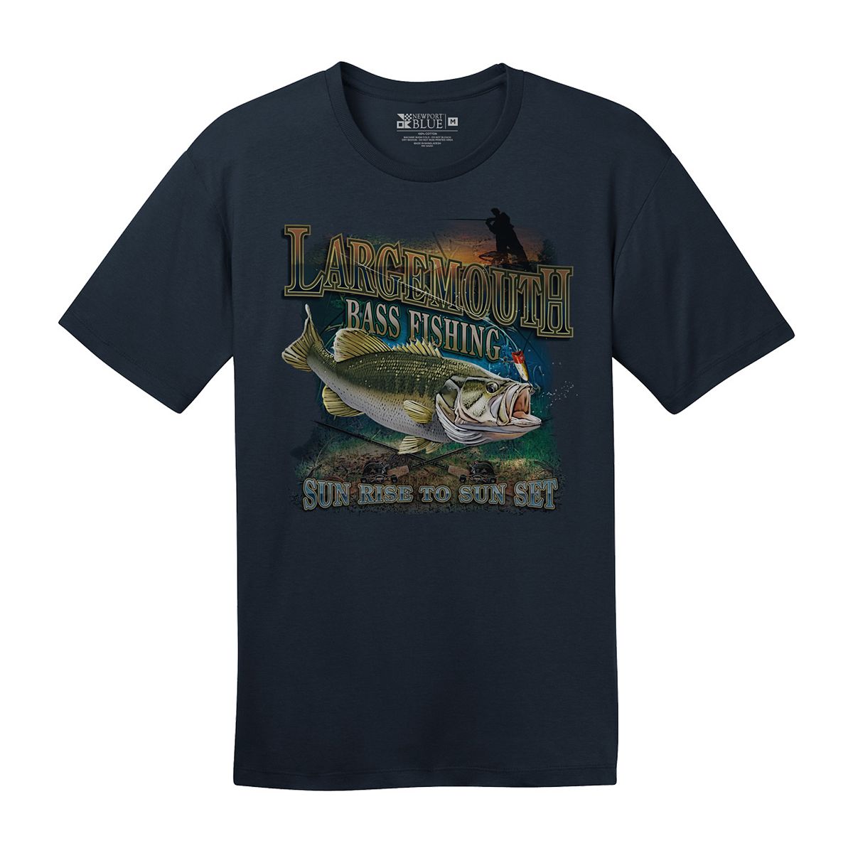 Men's Large Mouth Bass Fishing Graphic Tee, Size: Small, Blue