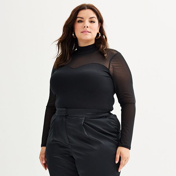 Plus Size INTEMPO™ Mesh Turtleneck Top