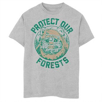 Boys Husky Star Wars Ewok Protect Our Forests Transparent Earth Day Graphic Tee