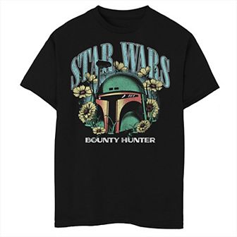 Boys Husky Star Wars Boba Fett Floral Motif Graphic Tee