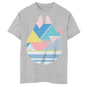 Boys Husky Star Wars Spring Colors Pattern Millennium Falcon Graphic Tee