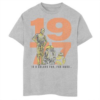 Boys Husky Star Wars C-3PO, R2-D2, BB-8 1977 Droids Pop Graphic Tee