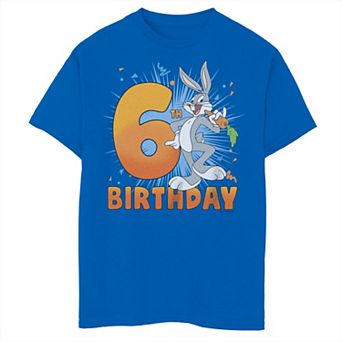 Boys 6-20 Looney Tunes Bugs Bunny 6th Birthday Graphic Tee