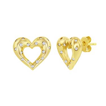 Argento Bella Sterling Silver Cubic Zirconia Heart Earrings