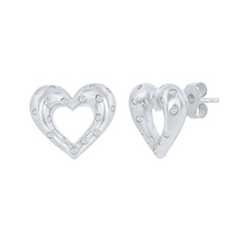 Argento Bella Sterling Silver Cubic Zirconia Heart Earrings