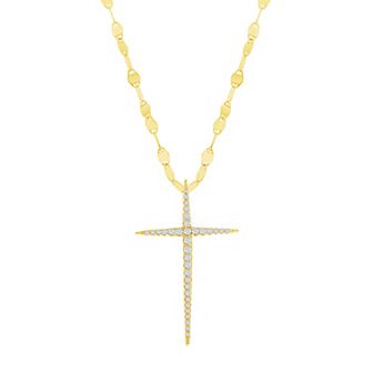 Argento Bella Sterling Silver Cubic Zirconia Cross Mirror Chain Necklace