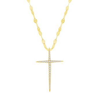 Argento Bella Sterling Silver Cubic Zirconia Cross Mirror Chain Necklace