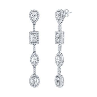Argento Bella Sterling Silver Multi-Shaped Cubic Zirconia Dangle Earrings