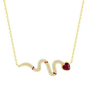 Argento Bella 14k Gold Over Silver White & Ruby Cubic Zirconia Snake Necklace