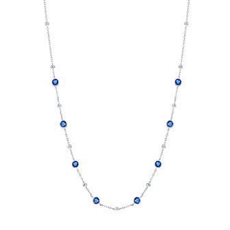 Argento Bella Sterling Silver Bezel-Set Cubic Zirconia & Bead Station Necklace