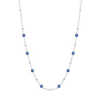 Argento Bella Sterling Silver Bezel-Set Cubic Zirconia & Bead Station Necklace