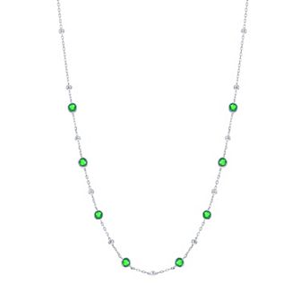 Argento Bella Sterling Silver Bezel-Set Cubic Zirconia & Bead Station Necklace