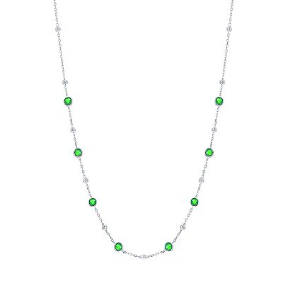 Argento Bella Sterling Silver Bezel Set Cubic Zirconia Bead Station Necklace