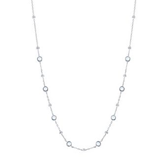 Argento Bella Sterling Silver Bezel-Set Cubic Zirconia & Bead Station Necklace
