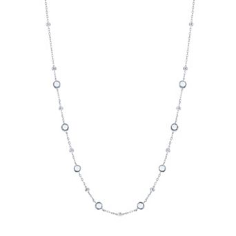 Argento Bella Sterling Silver Bezel-Set Cubic Zirconia & Bead Station Necklace
