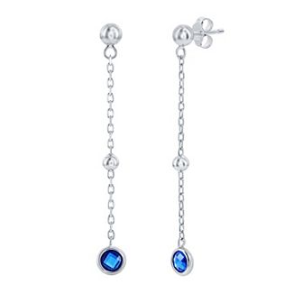 Argento Bella Sterling Silver Bezel-Set Cubic Zirconia & Bead Chain Earrings