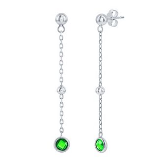 Argento Bella Sterling Silver Bezel-Set Cubic Zirconia & Bead Chain Earrings