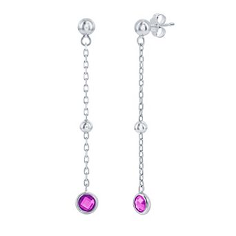 Argento Bella Sterling Silver Bezel-Set Cubic Zirconia & Bead Chain Earrings