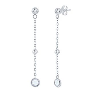 Argento Bella Sterling Silver Bezel-Set Cubic Zirconia & Bead Chain Earrings