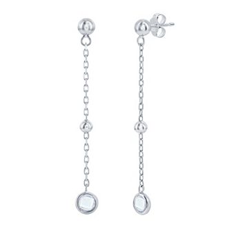 Argento Bella Sterling Silver Bezel-Set Cubic Zirconia & Bead Chain Earrings