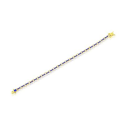 Argento Bella 14k Gold Over Silver Black Enamel & Cubic Zirconia Link Bracelet