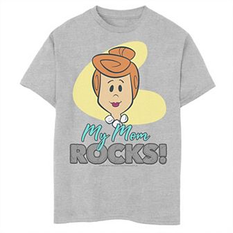 Boys 8-20 The Flintstones Wilma My Mom Rocks Yellow Background Tee