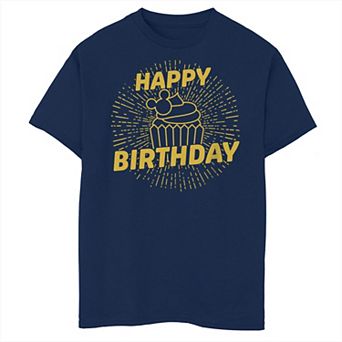 Boys 8-20 Mickey Classic Birthday Cupcake Mickey's Head Topper Tee