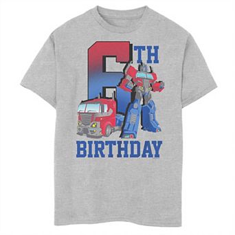 Boys 8-20 Transformers 6th Birthday Optimus Tee