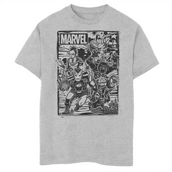 Boys 8-20 Marvel Avengers Fighting Comic Cover Tee