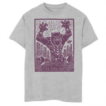 Boys 8-20 Marvel Black Panther Woodcut Purple Portrait Tee