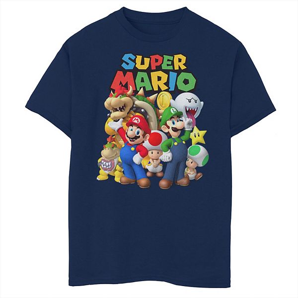 Boys 8-20 Super Mario Bros Characters Group Photo Tee