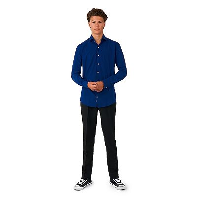 boys navy blue dress shirt Boys' Tailored Shirts