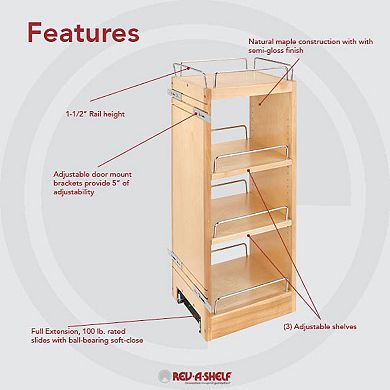 Rev-A-Shelf 9" Pull Out Kitchen Wall Cabinet Organizer Soft Close, 448-BBSCWC-9C