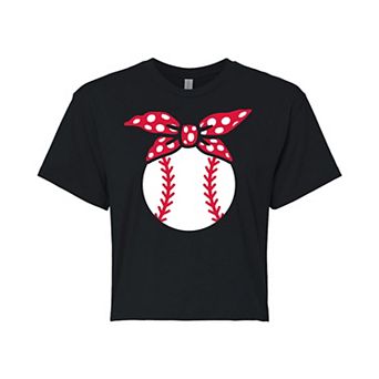 Juniors' Baseball Bandana Cropped Graphic Tee