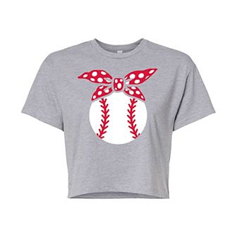 Juniors' Baseball Bandana Cropped Graphic Tee