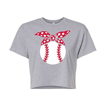 Juniors' Baseball Bandana Cropped Graphic Tee