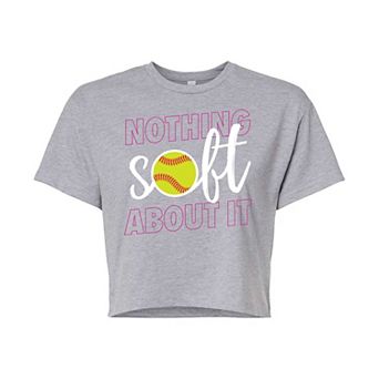 Juniors' Nothing Soft About It Cropped Graphic Tee