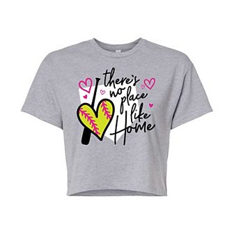 Juniors' There's No Place Like Home Cropped Graphic Tee