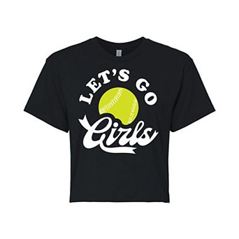 Juniors' Lets Go Girls Cropped Graphic Tee