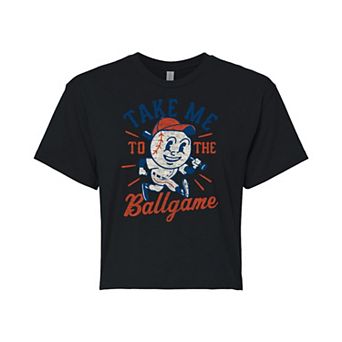 Juniors' Take Me To The Ballgame Cropped Graphic Tee