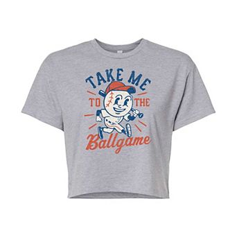 Juniors' Take Me To The Ballgame Cropped Graphic Tee
