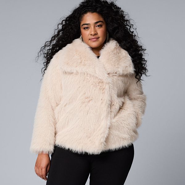 Plus Size Simply Vera Vera Wang Faux Fur Coat