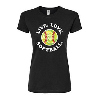 Juniors' Live Love Softball Fitted Graphic Tee