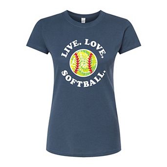 Juniors' Live Love Softball Fitted Graphic Tee