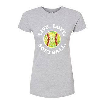 Juniors' Live Love Softball Fitted Graphic Tee