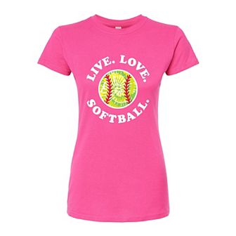 Juniors' Live Love Softball Fitted Graphic Tee