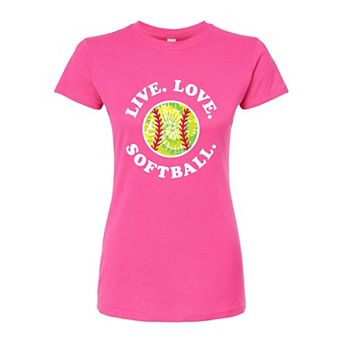Juniors' Live Love Softball Fitted Graphic Tee