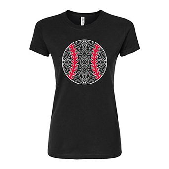 Juniors' Decorative Baseball Fitted Graphic Tee