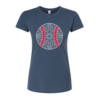 Juniors' Decorative Baseball Fitted Graphic Tee